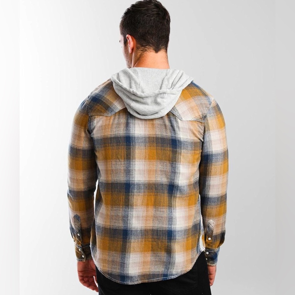 BKE by BUCKLE Men’s Vintage Flannel Athletic Hooded Shirt - Picture 4 of 10